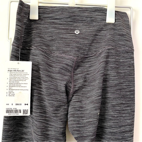 BNWT 🦓 Lululemon High Rise Align 28” Leggings in Heather Space Grey stri… - Picture 1 of 6
